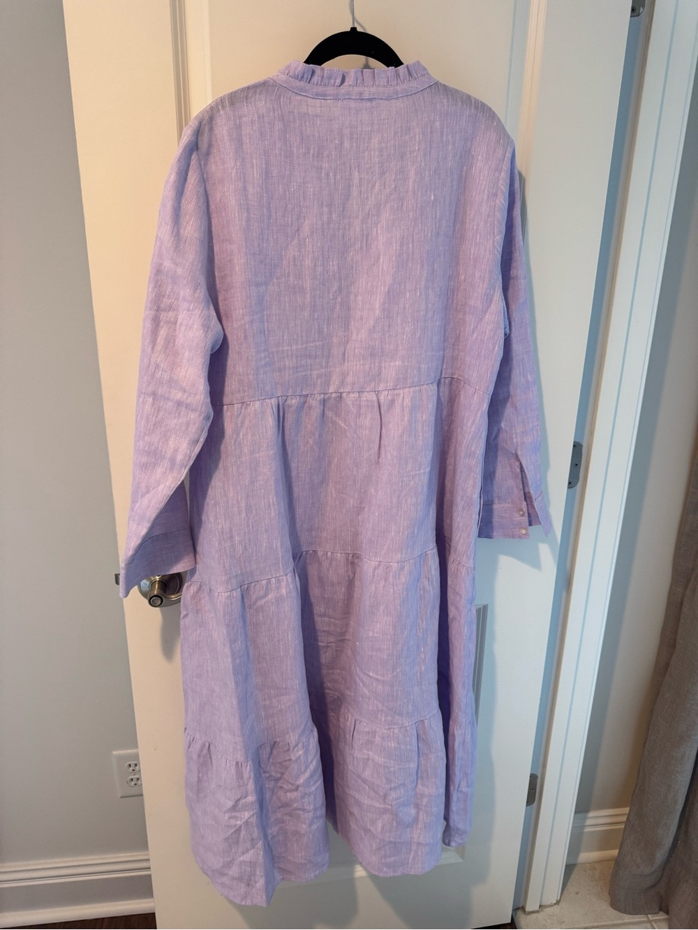 Alice Walk Lavender Long-Sleeve Linen Tiered Midi Dress | XL - Picture 3 of 5